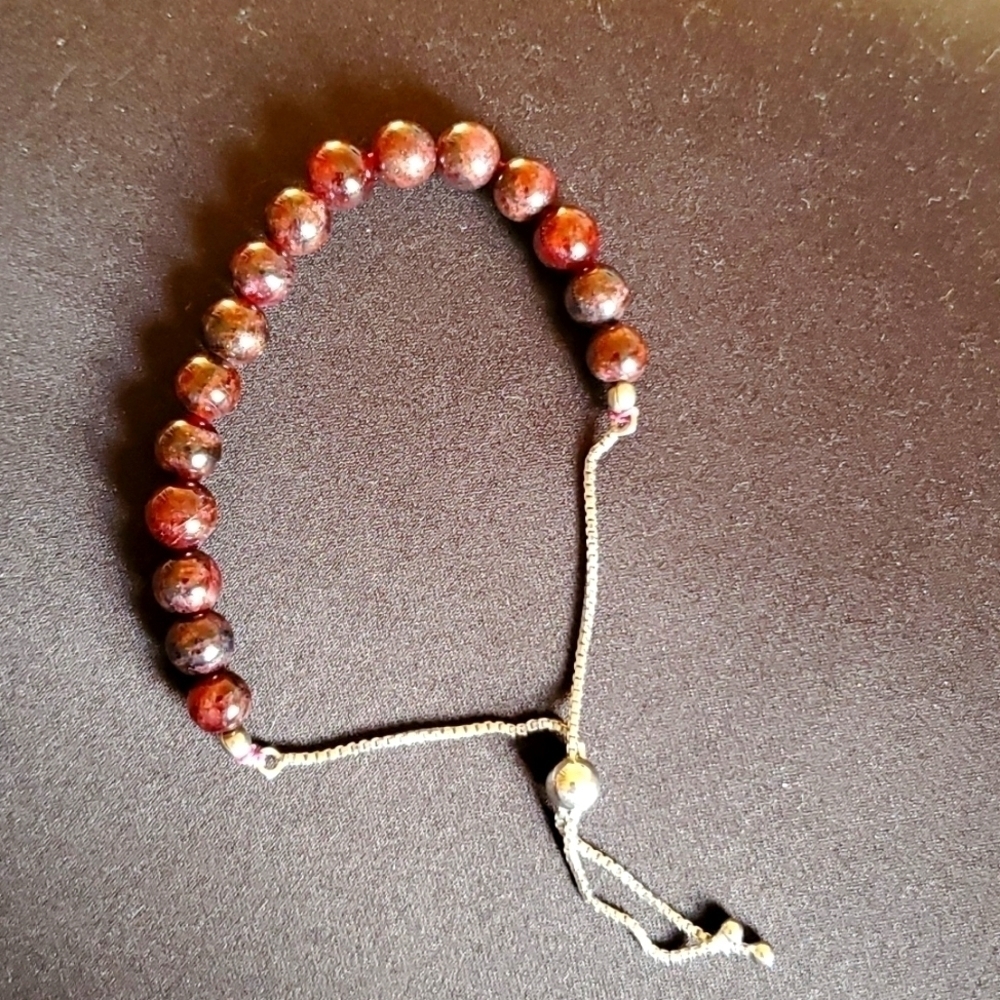 Red Garnet Bolo Bracelet in Sterling Silver - Picture 4 of 6